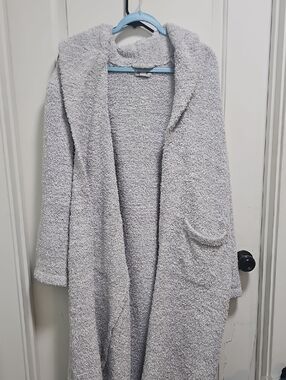 Barefoot Dreams CozyChic Hooded Robe in Light Gray